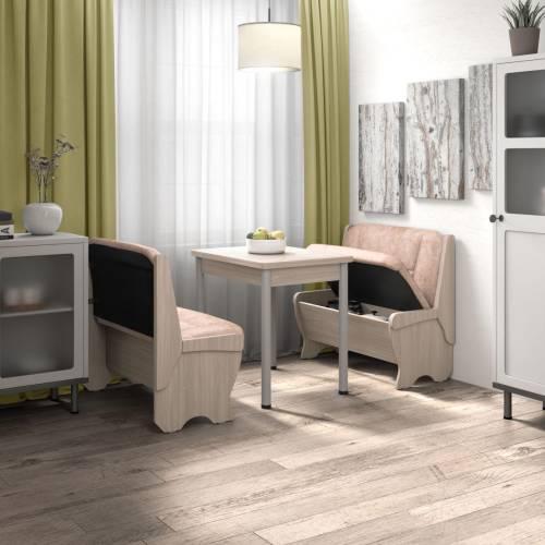 Кухонный набор Лотос ( Лотос 950 2 шт. + стол Ирис / черные опоры)  Ясень / Велюр Латте