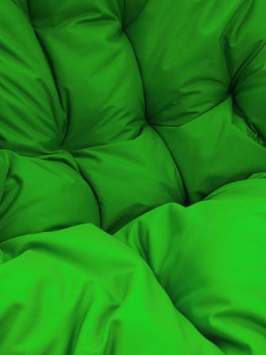 Кресло ПАПАСАН без ротанга белое, зелёная подушка