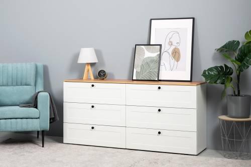 Комод Остин 16.240, Белый PE шагрень/Дуб Золотой Крафт