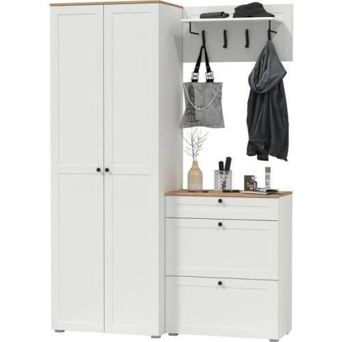 Прихожая Остин №34 Белый шагрень/дуб золотой