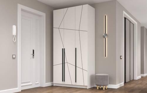 Шкаф для одежды 67.12 "Брандо" (3-х дв.) МДФ ГЕОМЕТРИЯ Белый