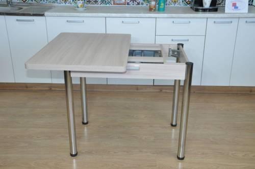 Стол обеденный СИМПЛ с ящиком  / Ясень шимо светлый /Опора Хром