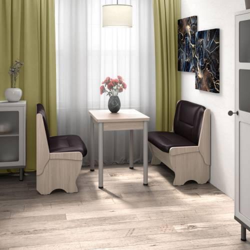 Кухонный набор Лотос ( Лотос 950 2 шт. + стол Ирис / черные опоры)  Ясень / Экокожа Умбер