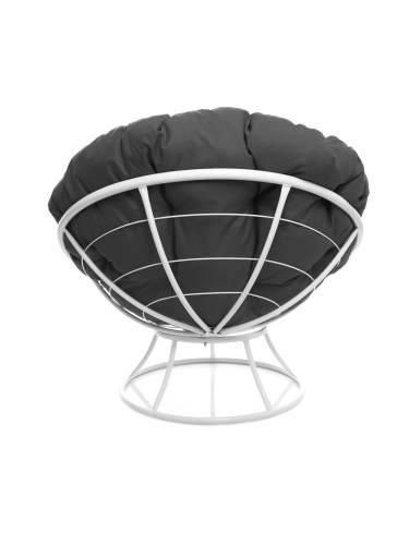 Кресло ПАПАСАН без ротанга белое, серая подушка