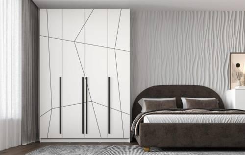 Шкаф для одежды 67.13 "Брандо" (4-х дв.) МДФ ГЕОМЕТРИЯ Белый