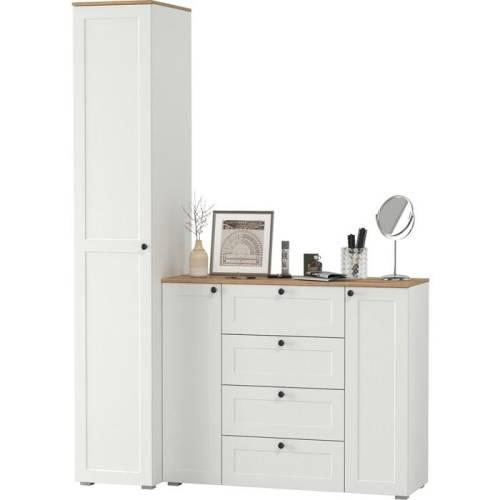 Прихожая Остин №27 Белый шагрень/дуб золотой