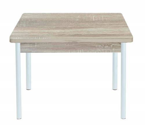 Стол обеденный раскладной СИМПЛ  / Дуб сонома/Опора № 2-круглая муар белый