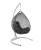 Подвесное кресло КАПЛЯ ЛЮКС Белая стойка, двуцветное с ротангом, белое/чёрное, серая подушка