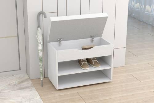 Обувница Мягкая №3 - Ясень Анкор Светлый/Белый кжз.