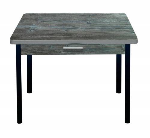 Стол обеденный СИМПЛ с ящиком  / Сосна пасадена /Опора № 2-круглая муар черный