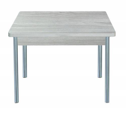 Стол обеденный раскладной СИМПЛ  / Ясень шимо светлый /Опора № 2-круглая серебристый металлик