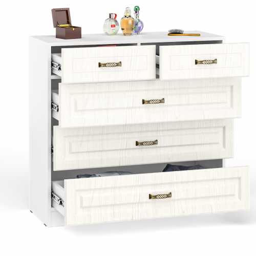 Комод с зеркалом Ливерпуль / Белый/Ясень ваниль