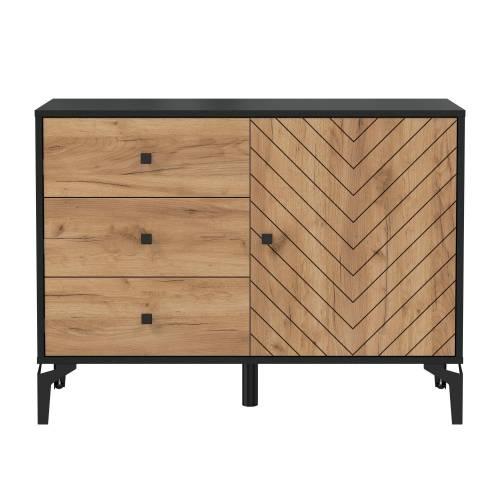 Комод 59.02 Лофт, черный / дуб золотой