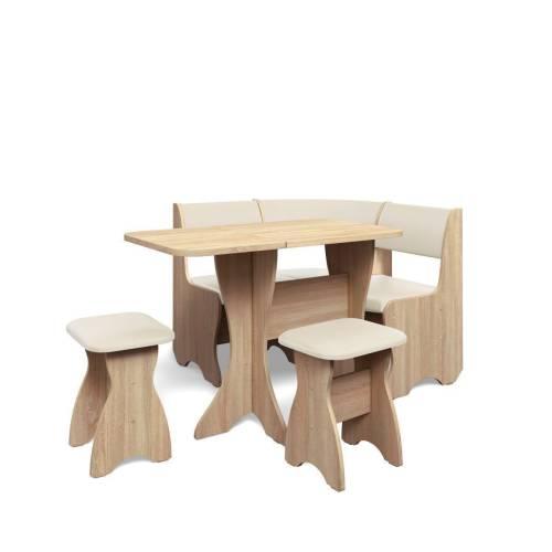 Кухонный набор Тюльпан-мини / дуб сонома / экокожа КРЕМ