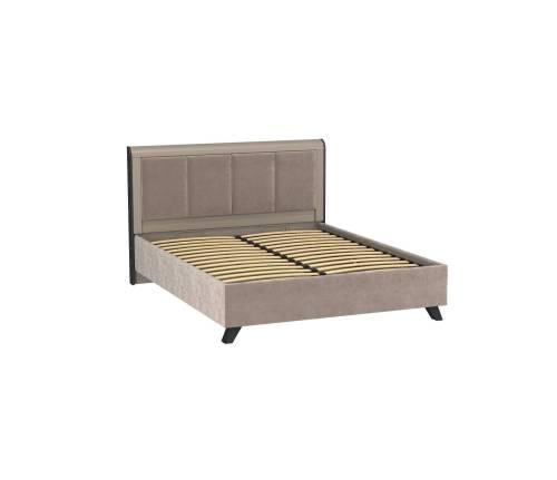 Кровать двойная 76.14 Фиделия ПМ (ш.1600) Серый камень/Мрамор черный/Велюр тенерифе хумус