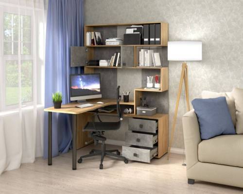 Стол Компьютерный СК-10 ЛЕВЫЙ Дуб крафт/ателье светлое