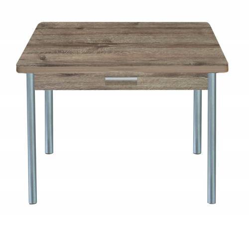 Стол обеденный СИМПЛ с ящиком  / Дуб веллингтон / Опора № 2-круглая серебристый металлик