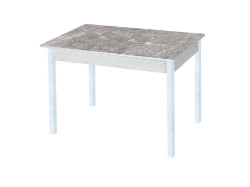 Стол обеденный Альфа фотопечать /бетон белый Серый мрамор / опора квадро  белый муар
