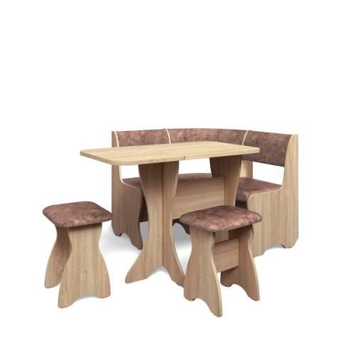 Кухонный набор Тюльпан-мини / дуб сонома / велюр Коньяк