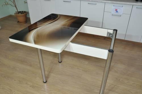 Стол обеденный поворотно раскладной фотопечать Симпл / Каприз/ опора Хром