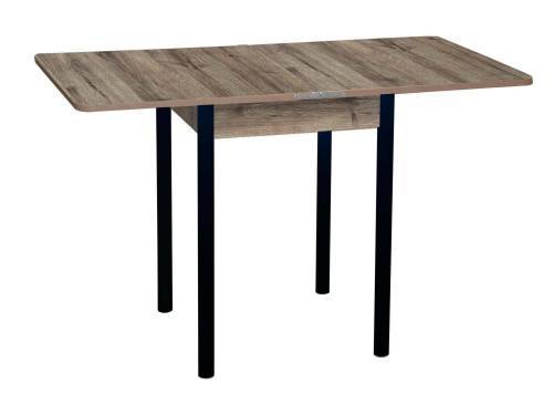 Стол обеденный ЭКО 60*60 / Дуб веллингтон / Опора № 2-круглая муар черный