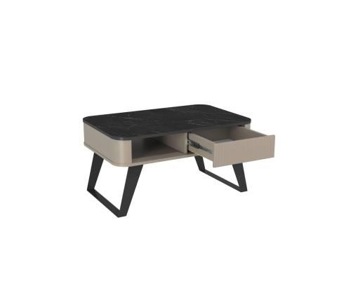 Стол журнальный 76.10 Фиделия, Серый камень/Мрамор черный