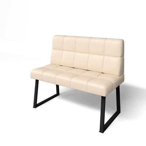 Кухонный диван Реал РМД 1100 / Экокожа Крем / Черный муар