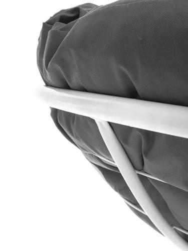 Кресло ПАПАСАН без ротанга белое, серая подушка